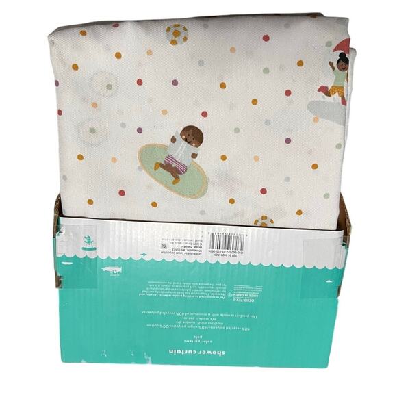 Pillowfort Shower Curtian Polka Dot Children Pals 72" x 72" Cotton Twill - Picture 1 of 3